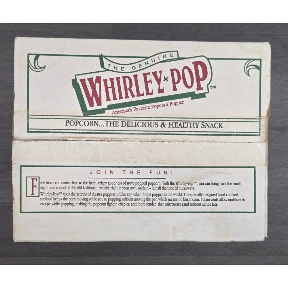 Vintage 1999 Whirley Pop Popcorn Popper New In Sealed Box Wabash Valley Farms